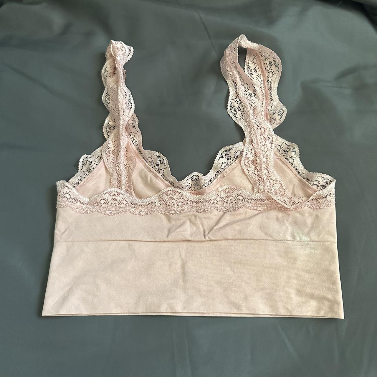 Pink bralette with lace trim - I think it’s a size... - Depop