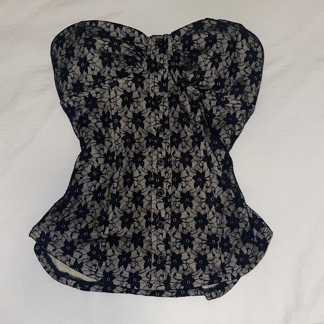 Charlotte russe corset - nude & black lace floral... - Depop