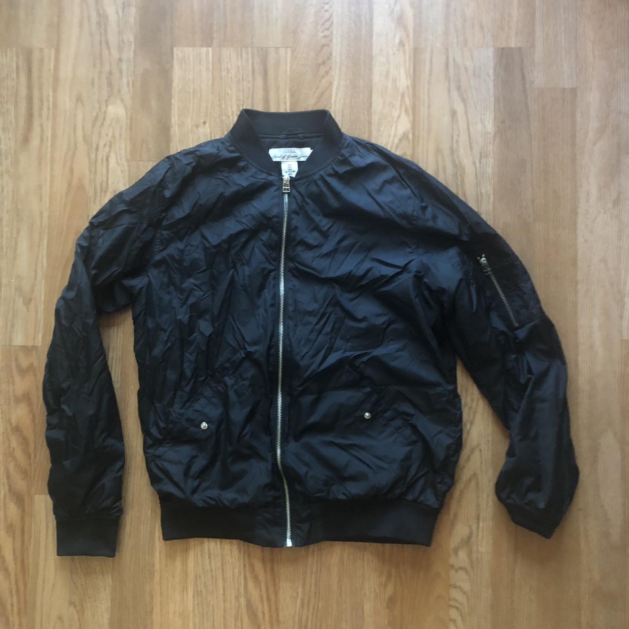 H&M Black Bomber Jacket Used Size M men - Depop