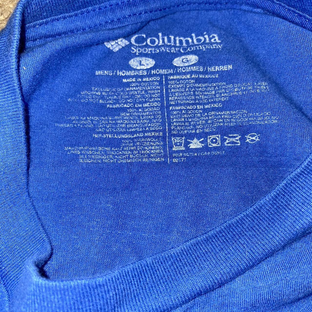 vintage blue columbia fishing shirt, large , feel