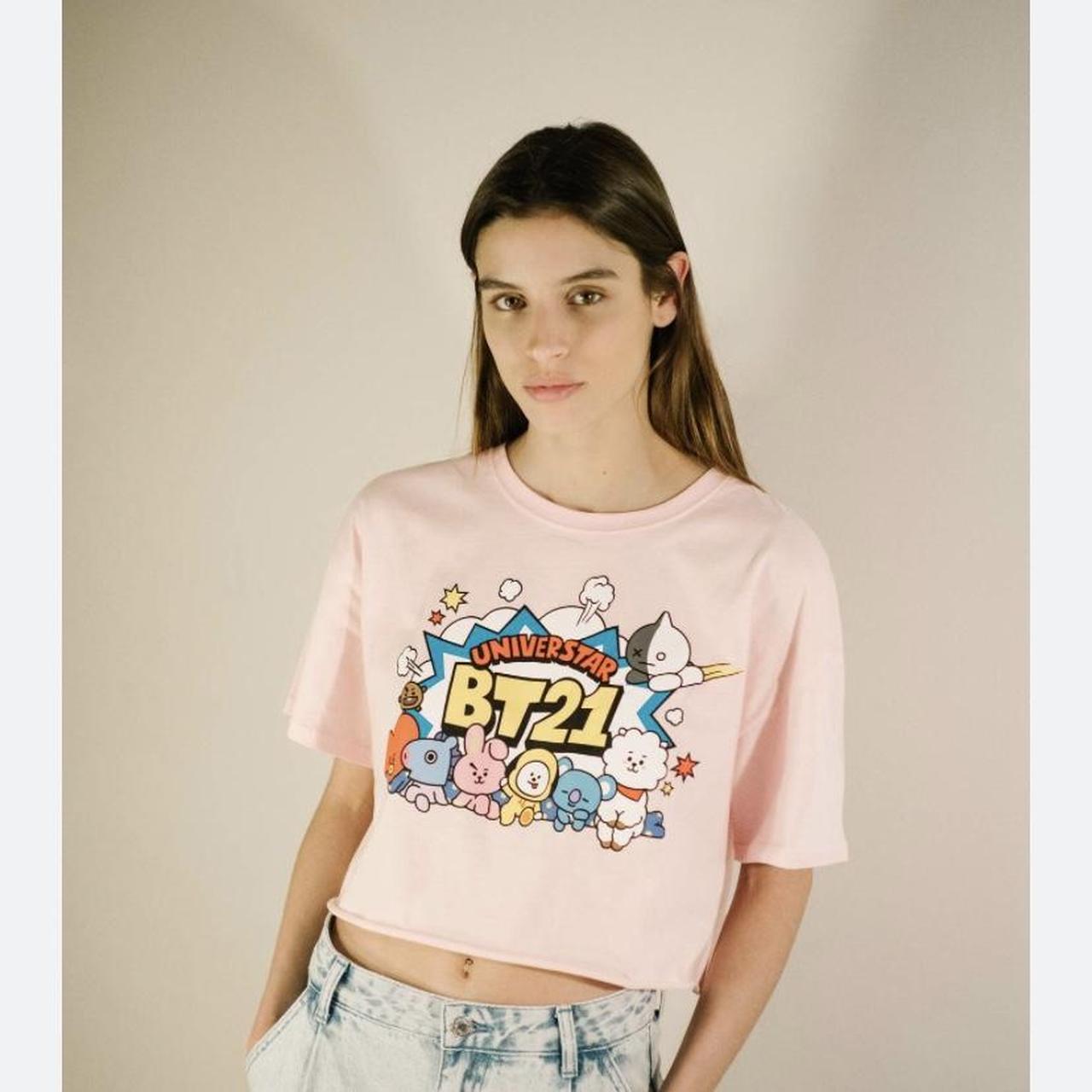 BERSHKA BT21 pink tshirt Free shipping Only worn a... Depop