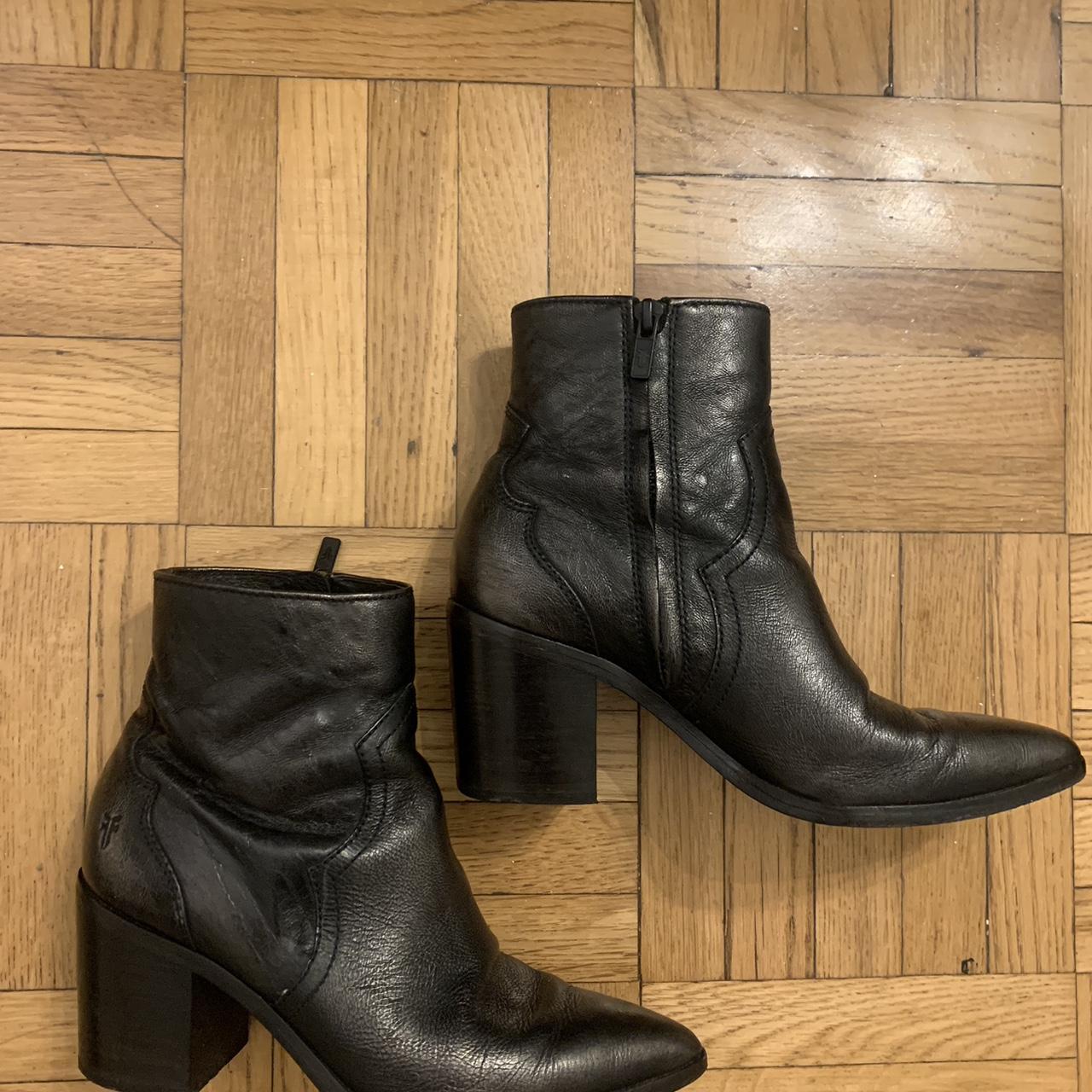 Frye Flynn Metallic Heeled Boot color pewter Depop