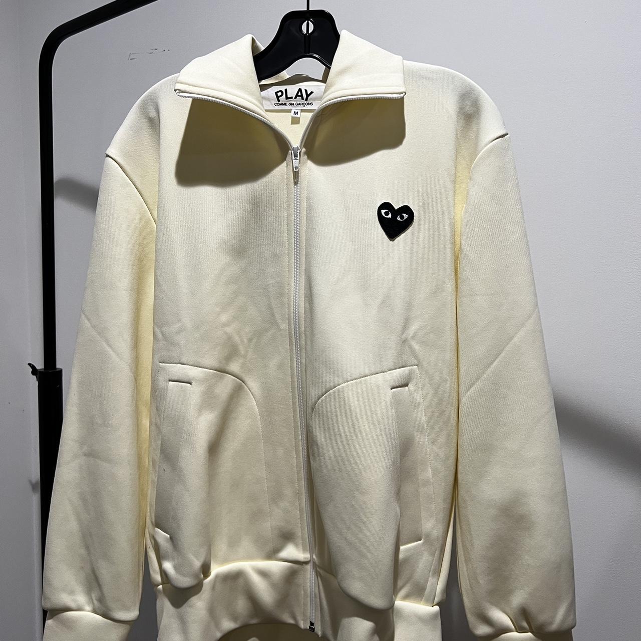 COMMES DE GARÇONS (CDG) CREAM TRACK JACKET | Depop