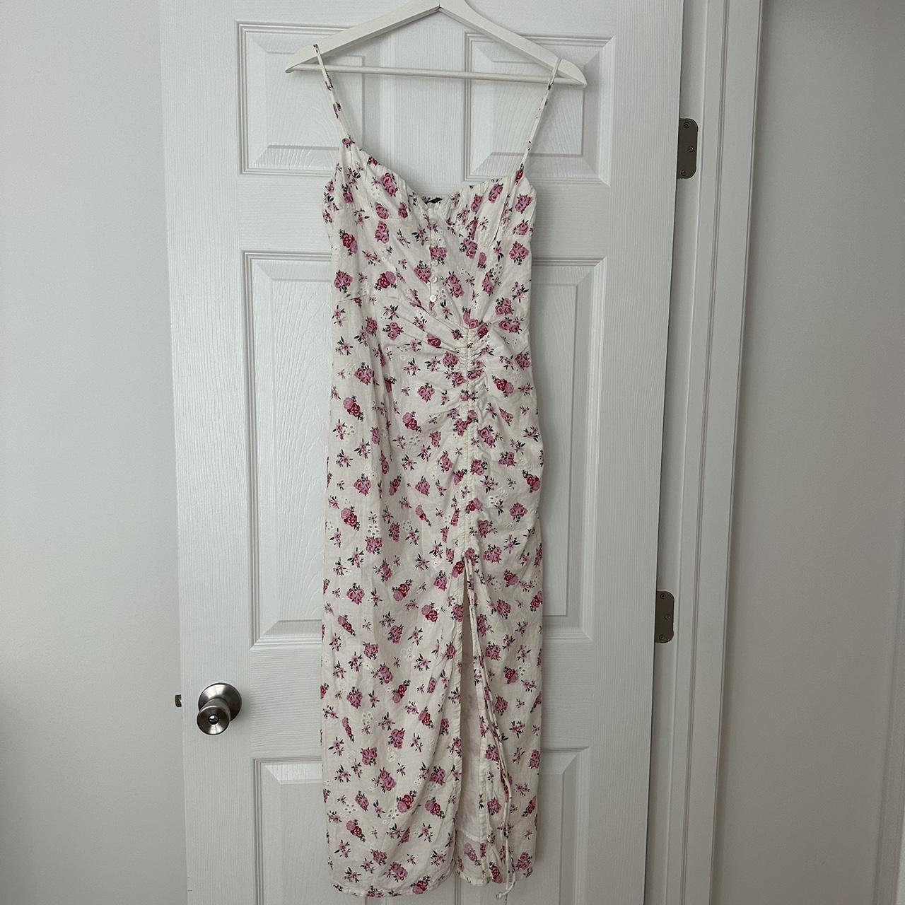 Zara SS22 Floral Linen Blend Dress originally... - Depop