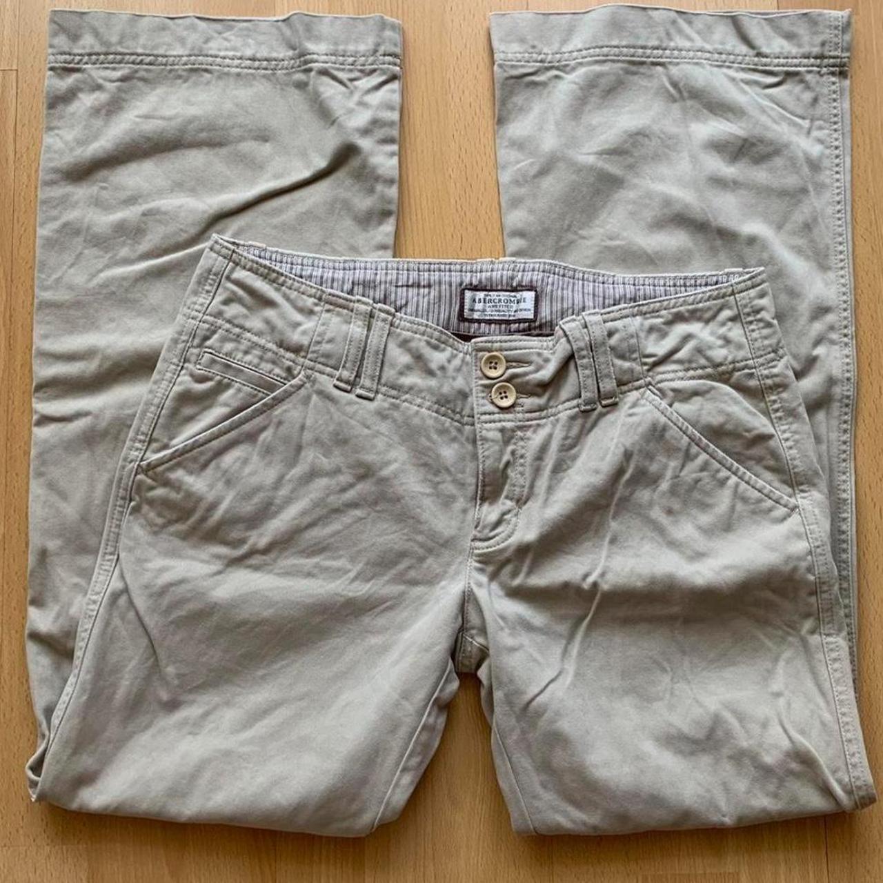 Vintage y2k Abercrombie and fitch low rise beige... - Depop