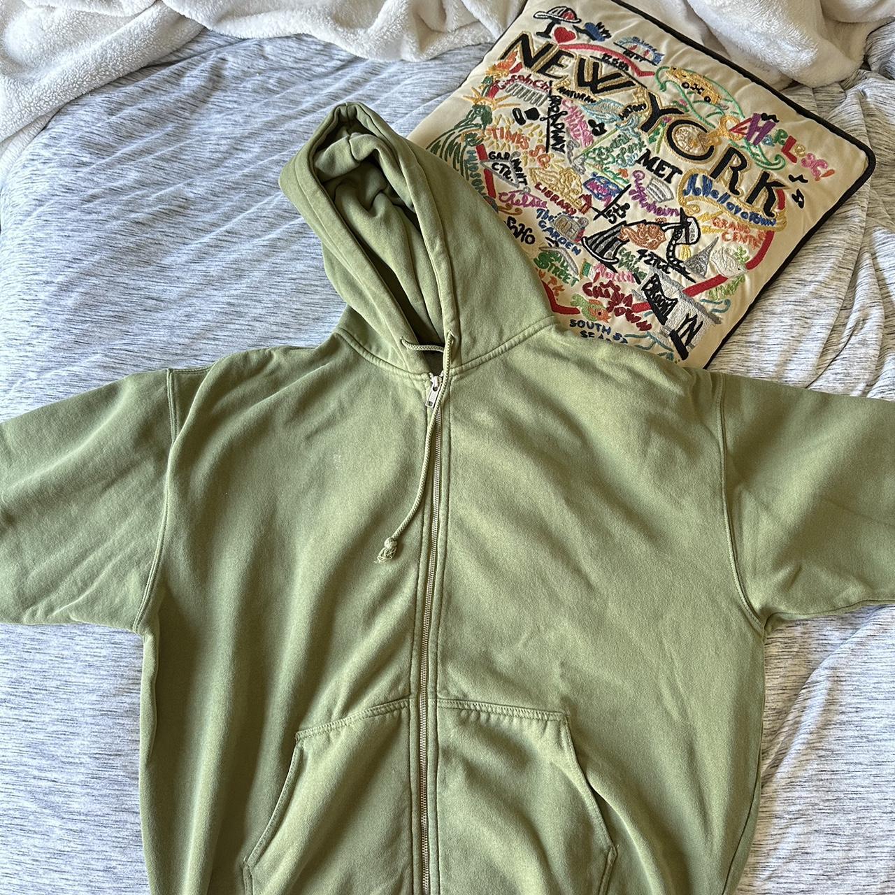 brandy melville oversized matcha green christy zip... Depop