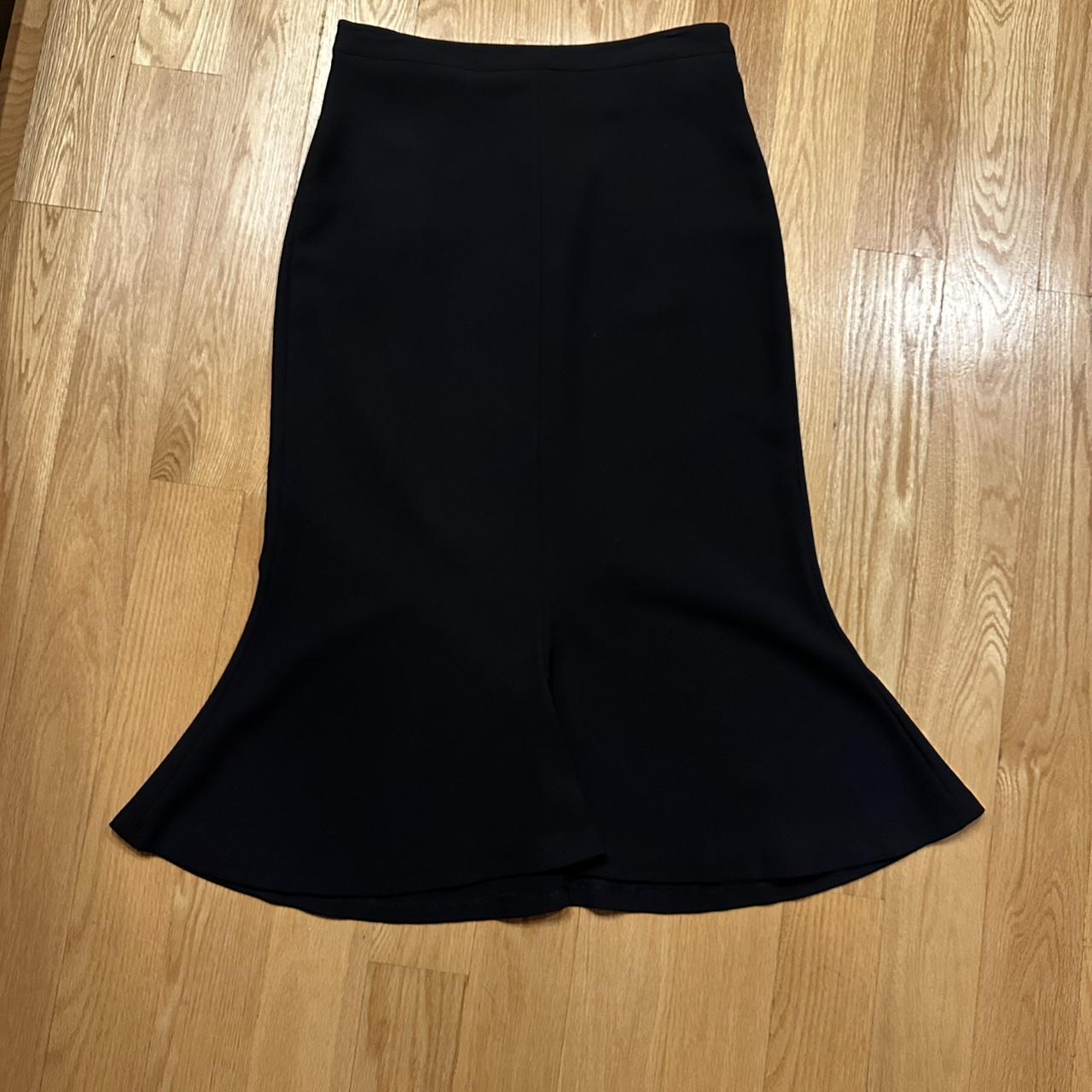 Black Zara midi skirt with flared bottom, Depop