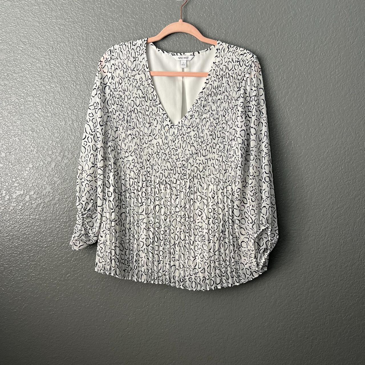 Nine West Women's Blouse - Multi/Grey - L – Nine West - White & Black Pleated …