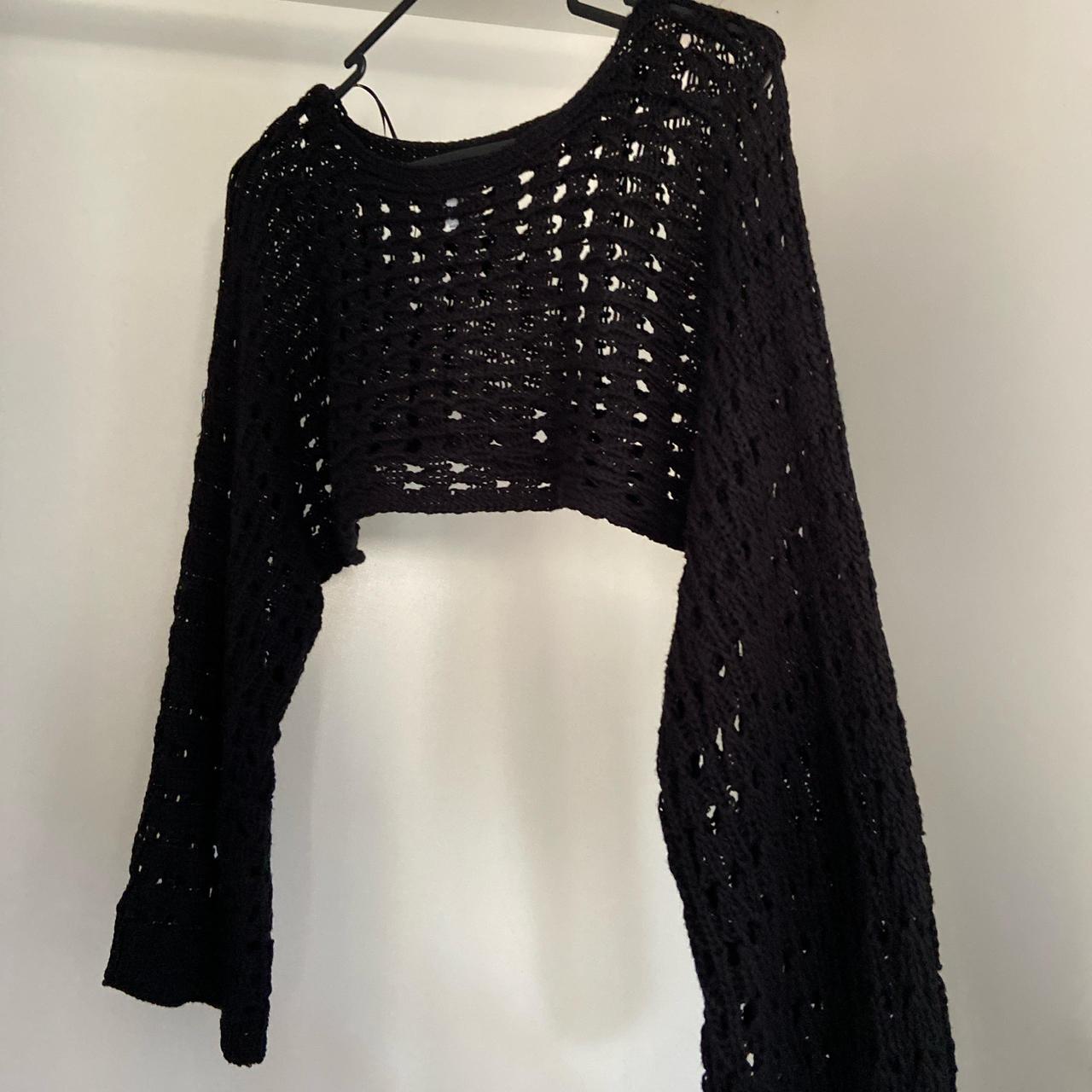 Black crochet knit shrug Size 6 8 Worn once 🖤 Depop