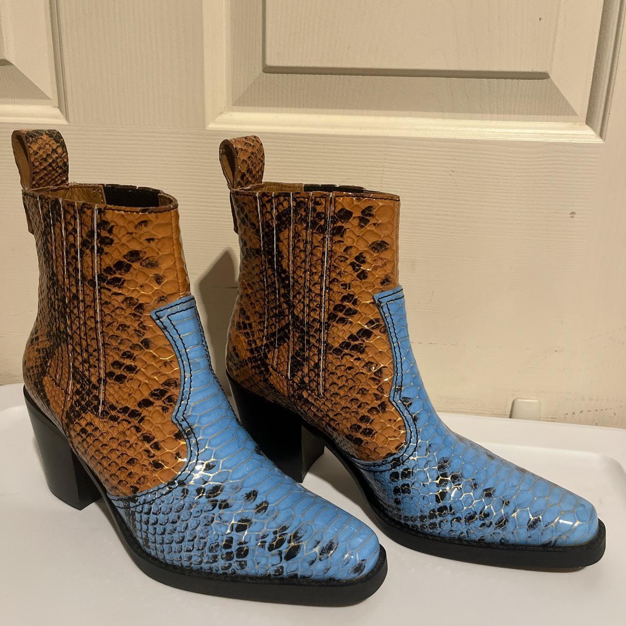 Ganni blue cowboy store boots