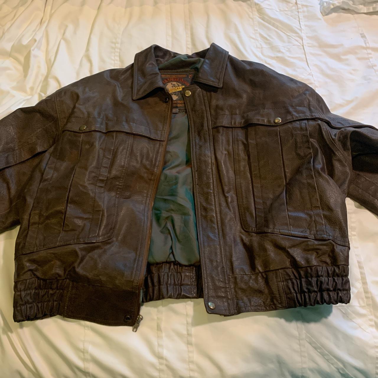 Authentic Leather Jacket Zip Up. - Depop