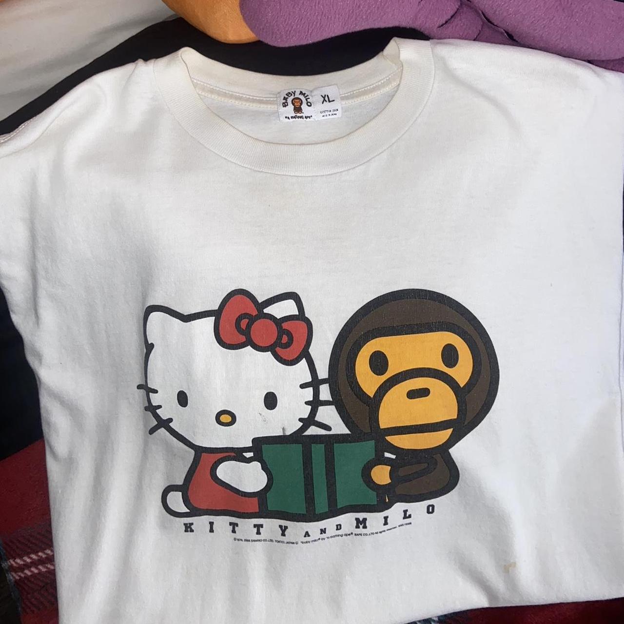 BAPE X HELLO KITTY rare hello kitty x bape shirt... - Depop