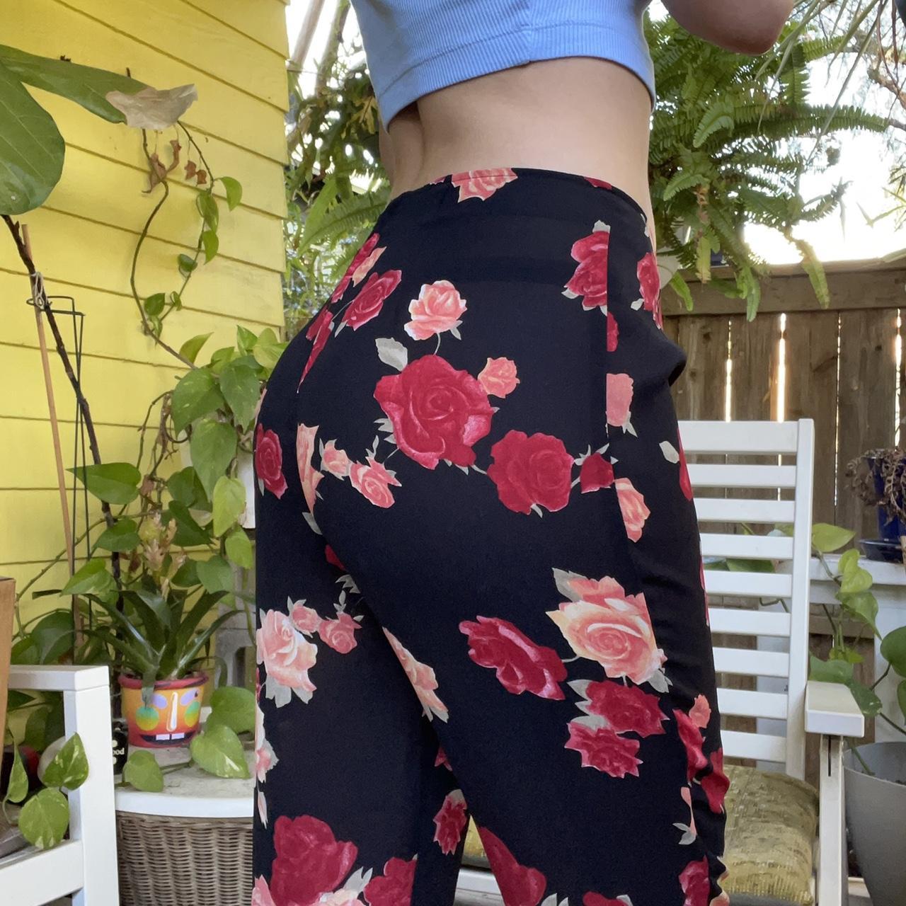 Sheer Black Pants! Vintage rose print 🌹 Perfect for... Depop