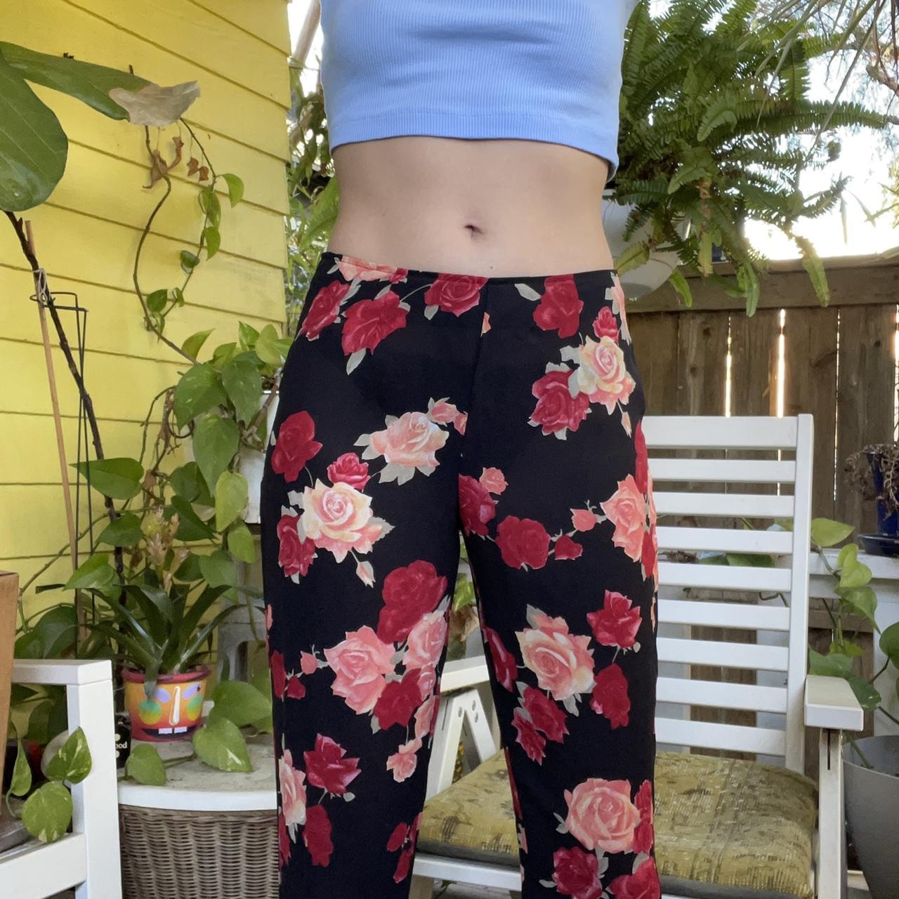 Sheer Black Pants! Vintage rose print 🌹 Perfect for... Depop