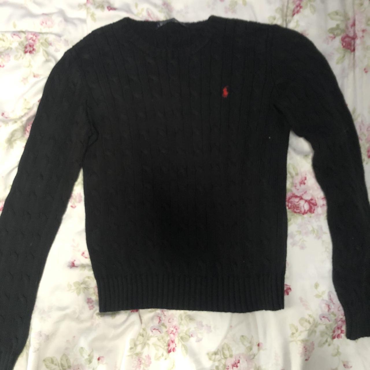 Polo Ralph Lauren cable knit black jumper with... - Depop