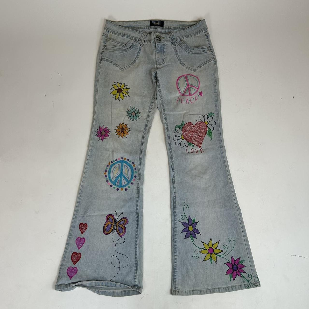 Y2k 70s style low rise flare jeans Light wash Waist... - Depop