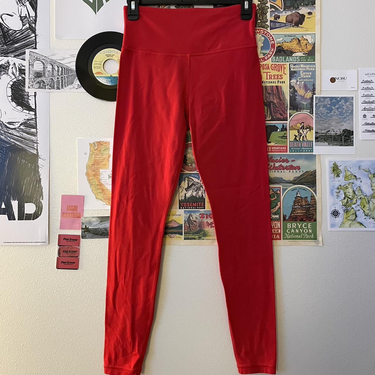 Red athleta leggings Similar to lululemon aligns In... Depop