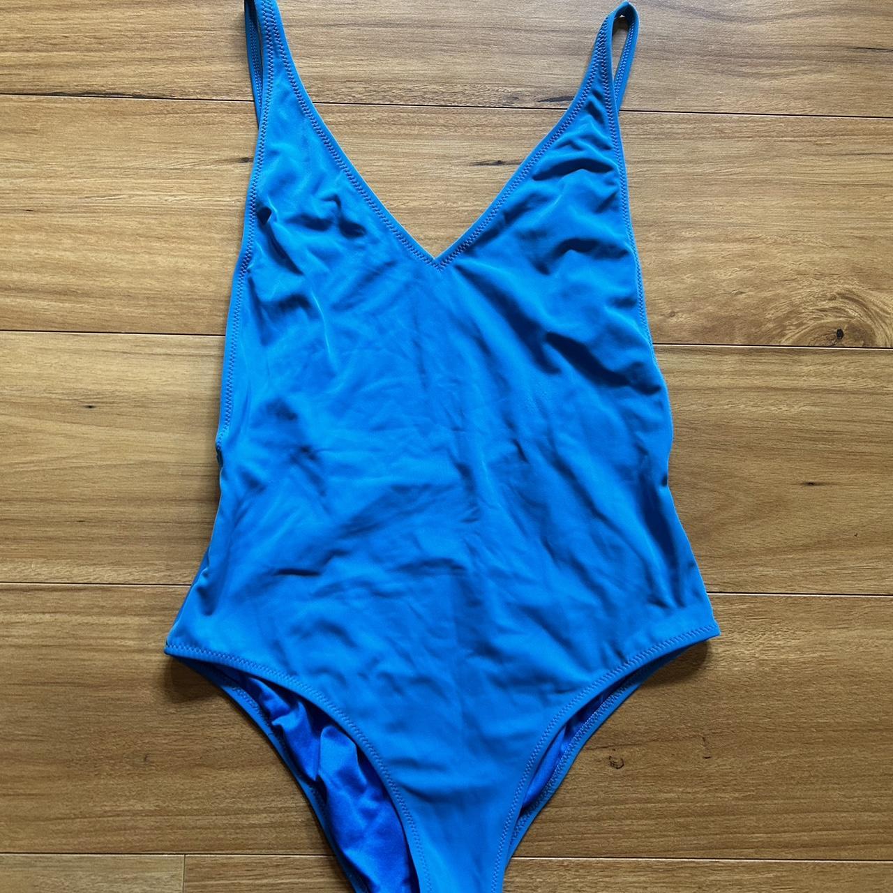 One Piece Swim Suit size 8 blue... Depop