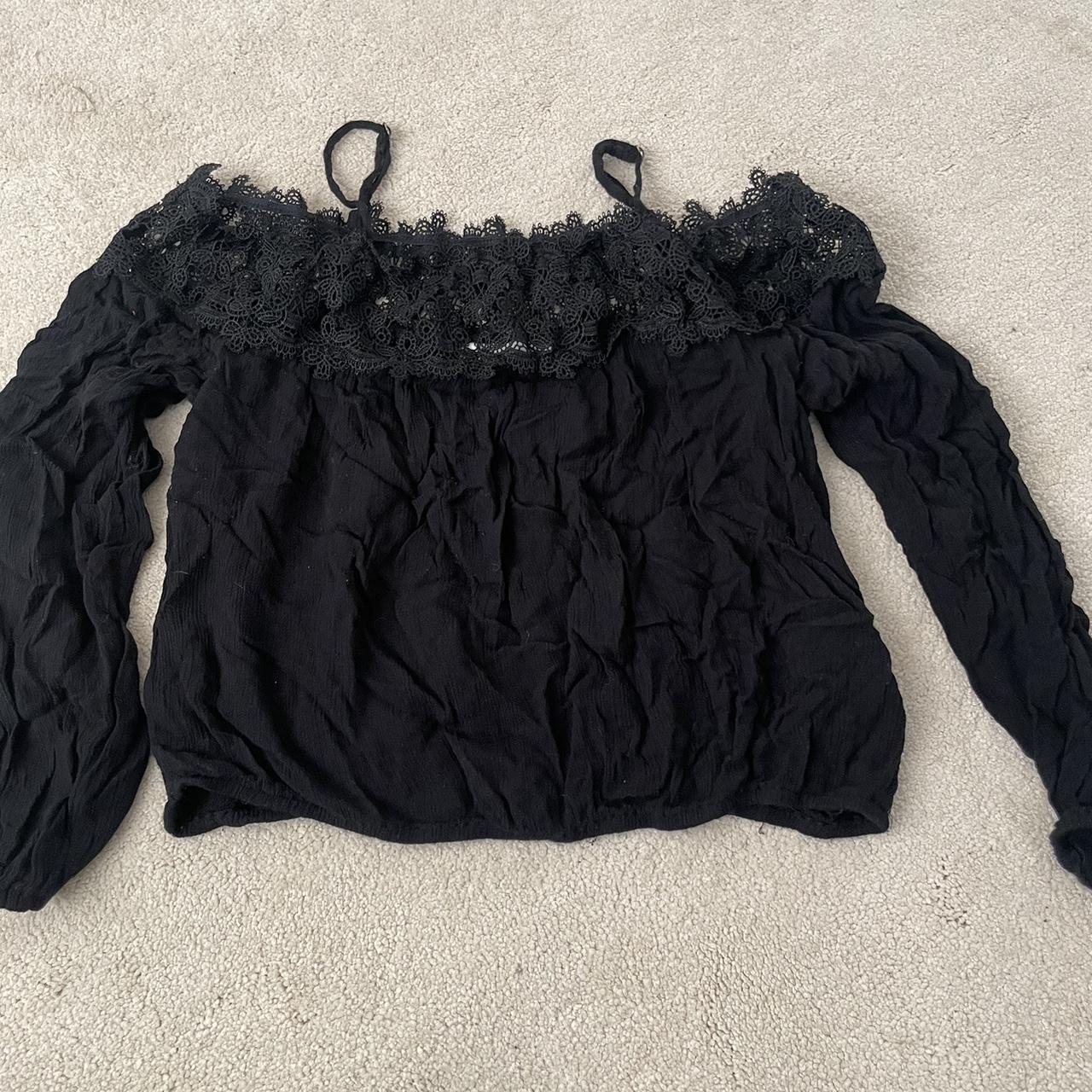 Hollister black off the shoulder top with. Depop