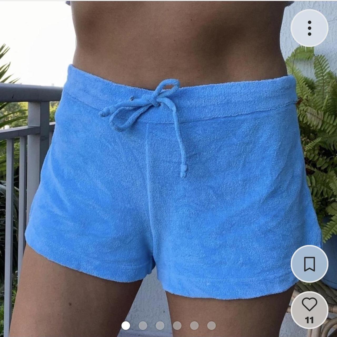 Express Baby Blue Terrycloth Y2k Lounge Shorts Depop