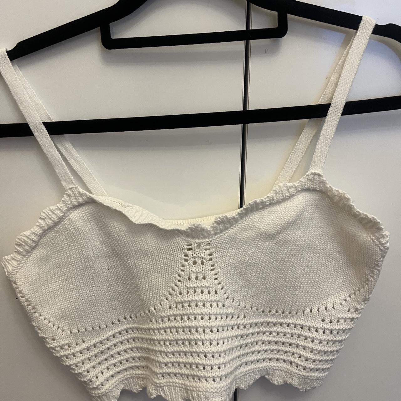 Monki Crochet Cropped Top In White. Never Worn,... - Depop