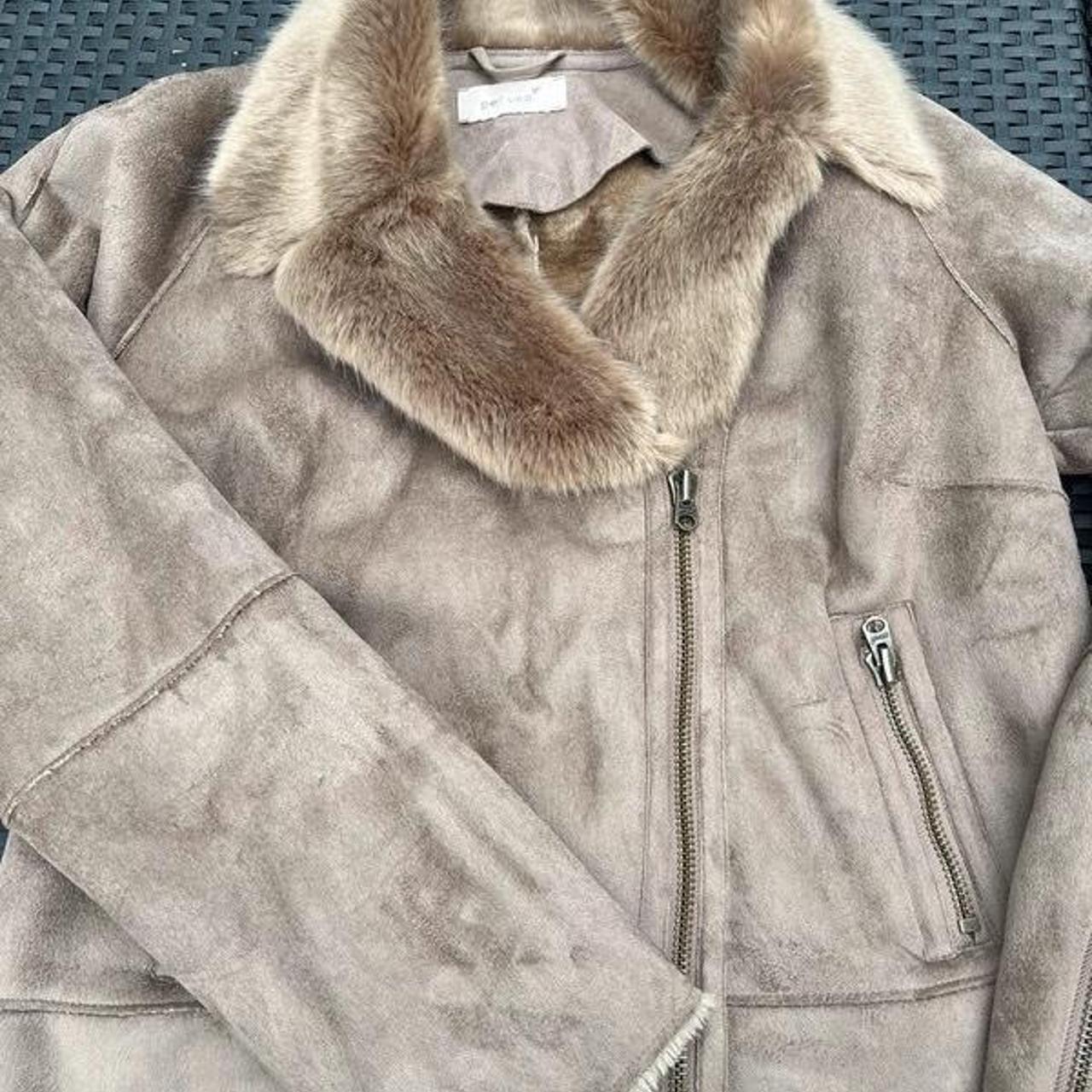 M&S faux fur suede jacket. Has the fur lining all... - Depop