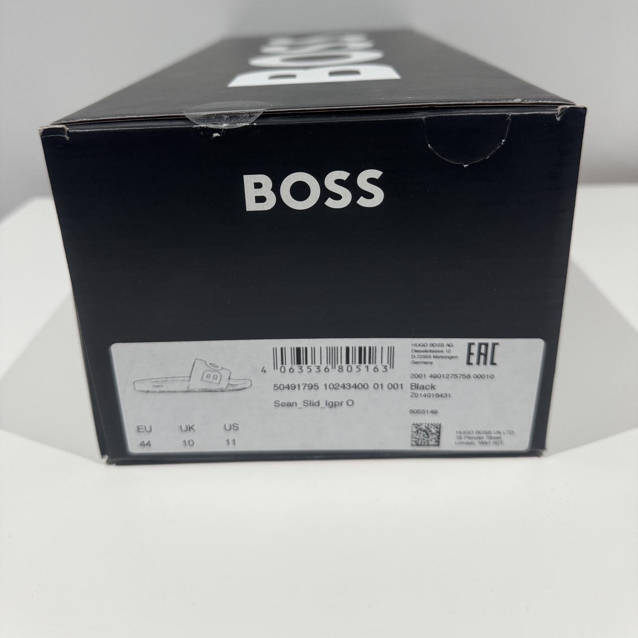 hugo boss sliders black and red