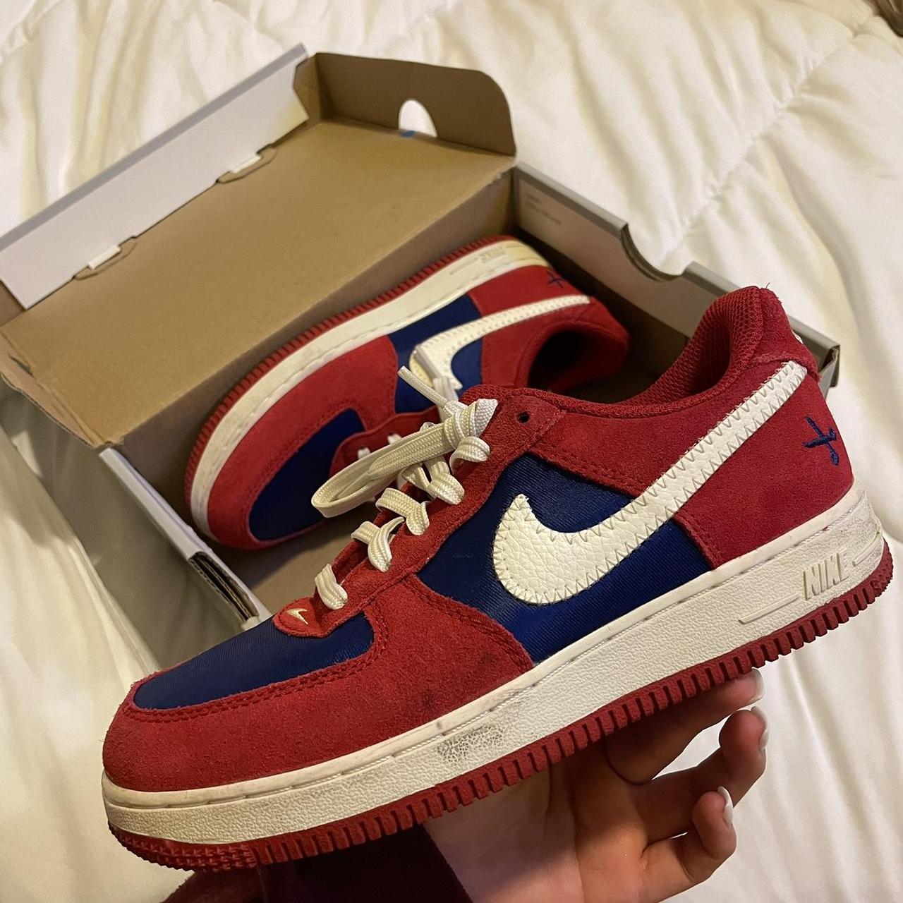 Nike Red and Blue Trainers | Depop