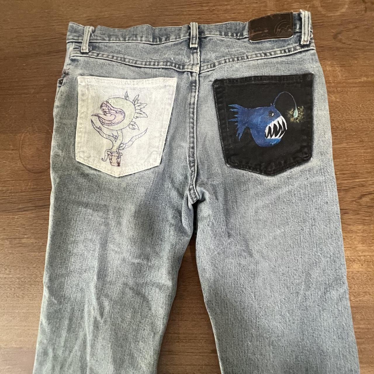 Men's Magellan denim straight jeans with painted (by... Depop