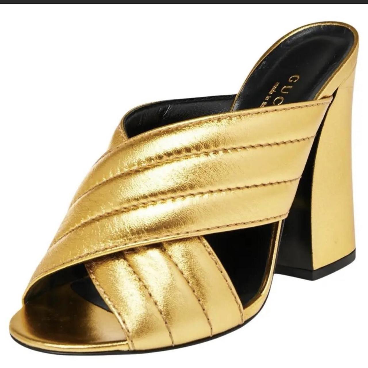 Metallic clearance gold mules