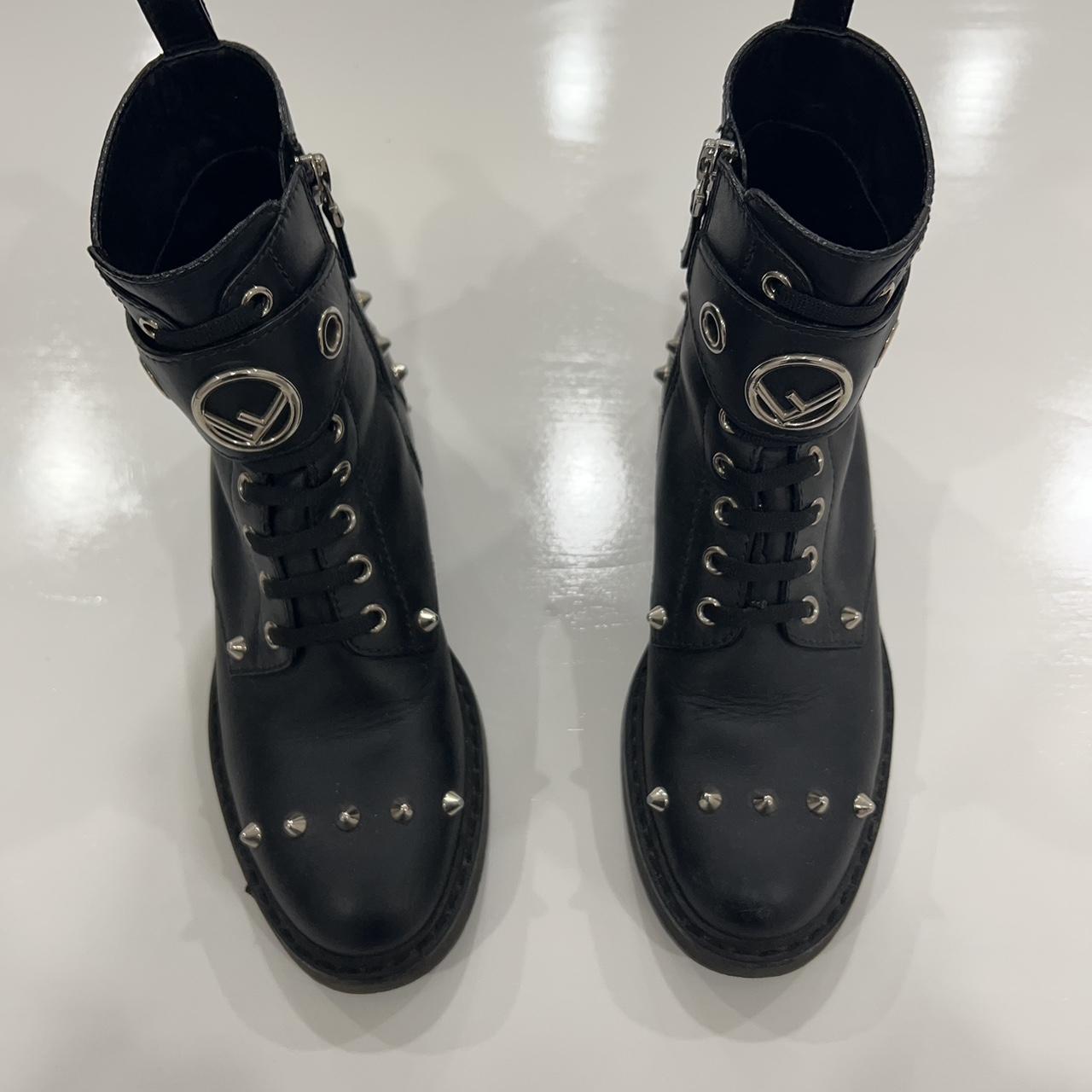 Fendi leather combat outlet boots