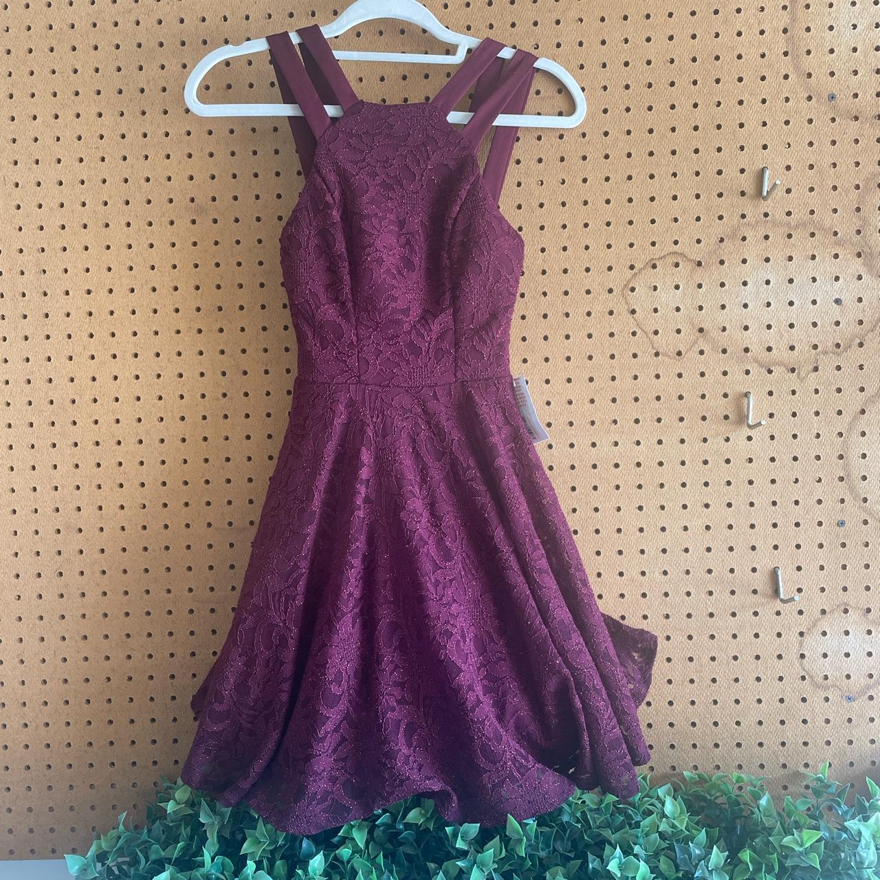 B Darlin Women's Burgundy Dress | Depop