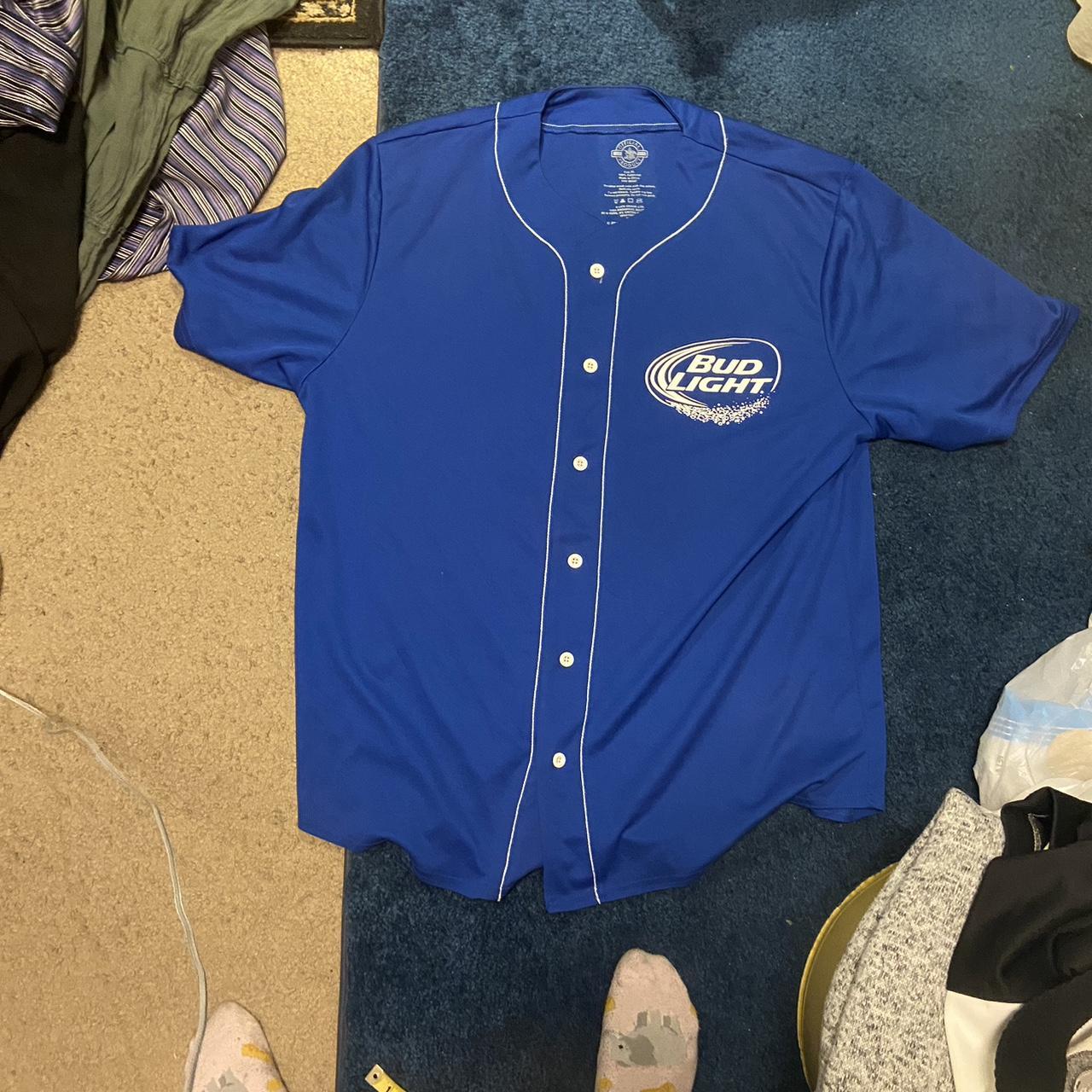 Bud Light Blue Baseball Jersey Shirt