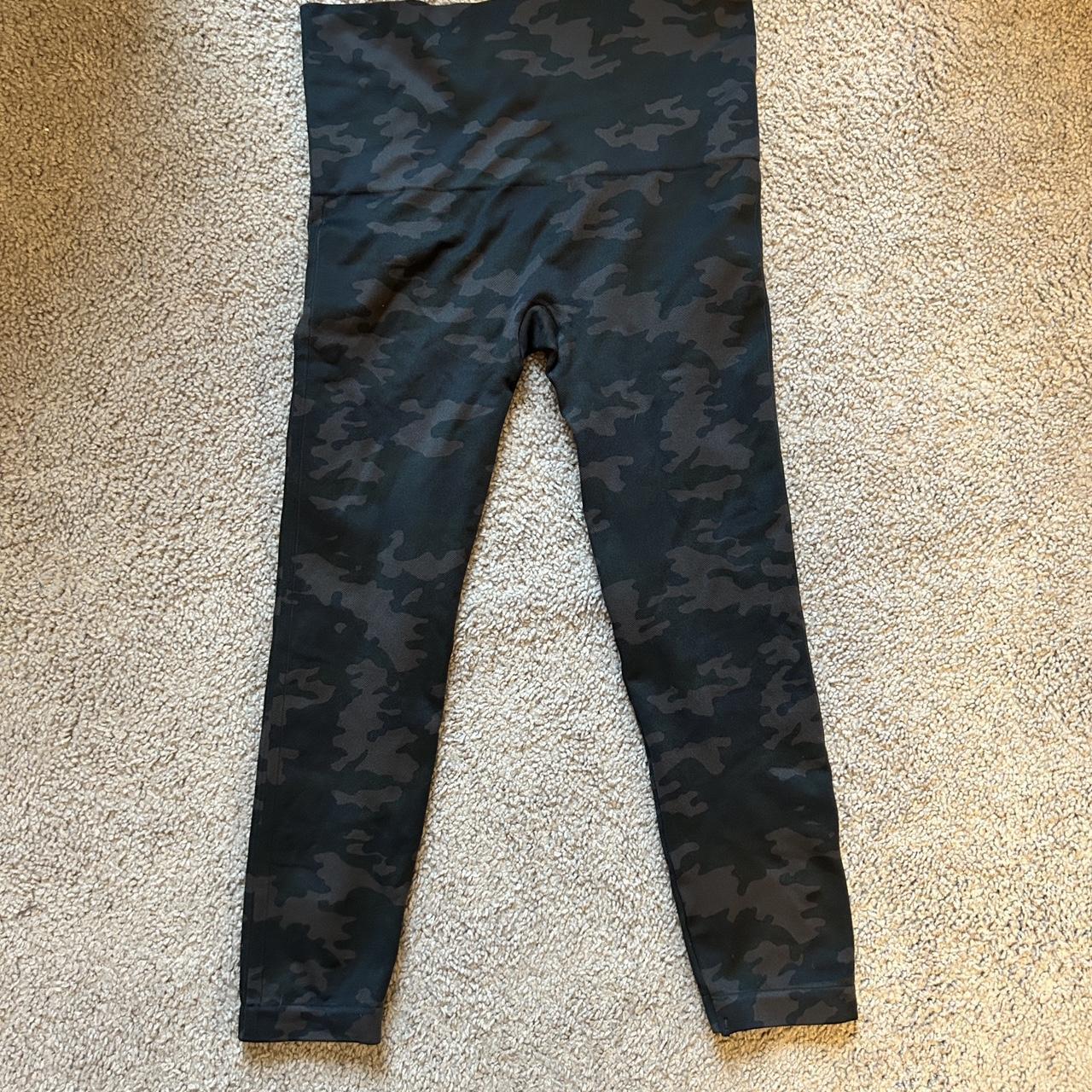 large black/green camo women's spanx leggings, - Depop