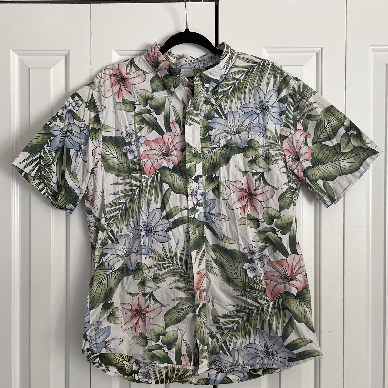 Vintage tropical Hawaiian button up shirt men’s... - Depop