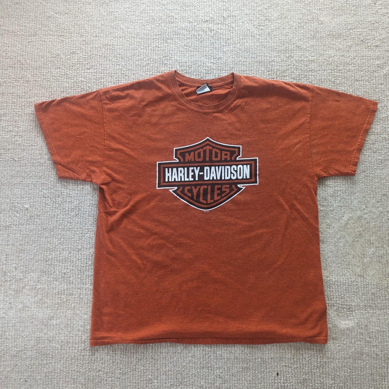 Bright orange Harley Davidson & Benson motorcycles... Depop