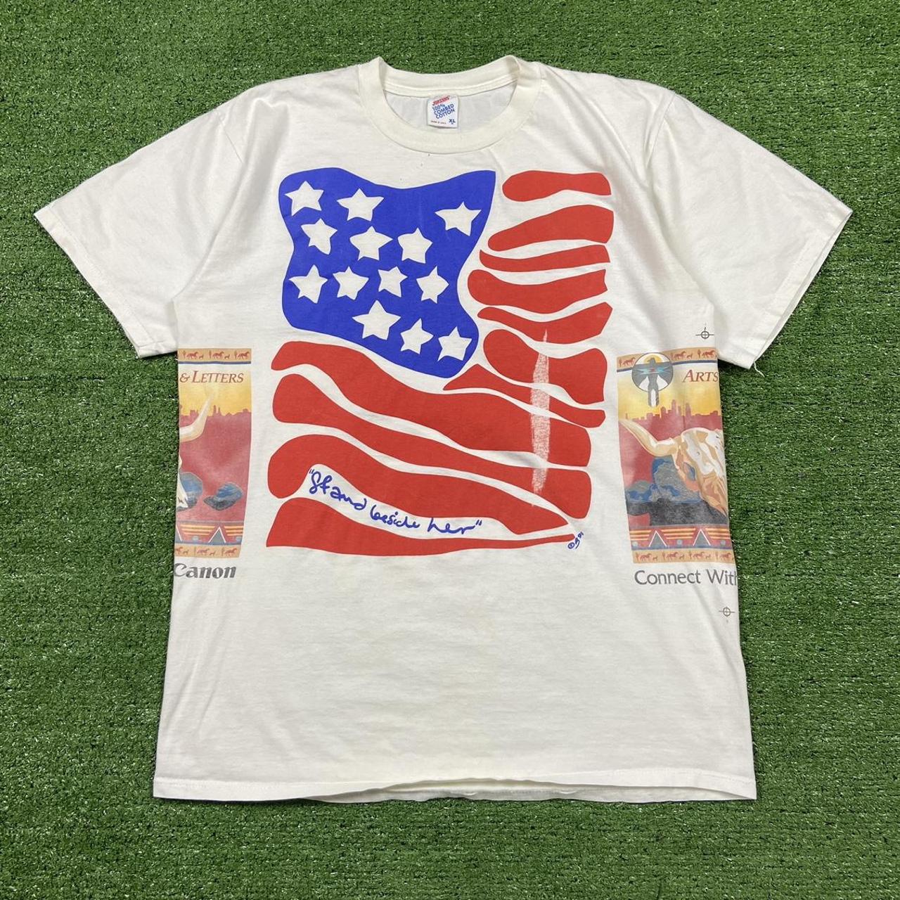 American Vintage Men's White and Red T-shirt | Depop