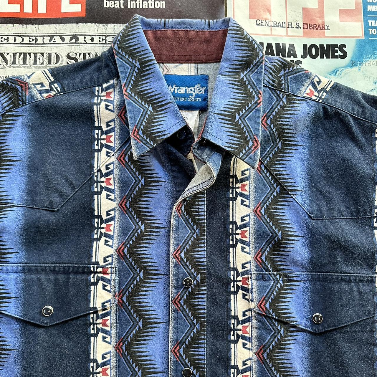 Vintage 90s Wrangler Western pearl snap shirt. Crazy... - Depop