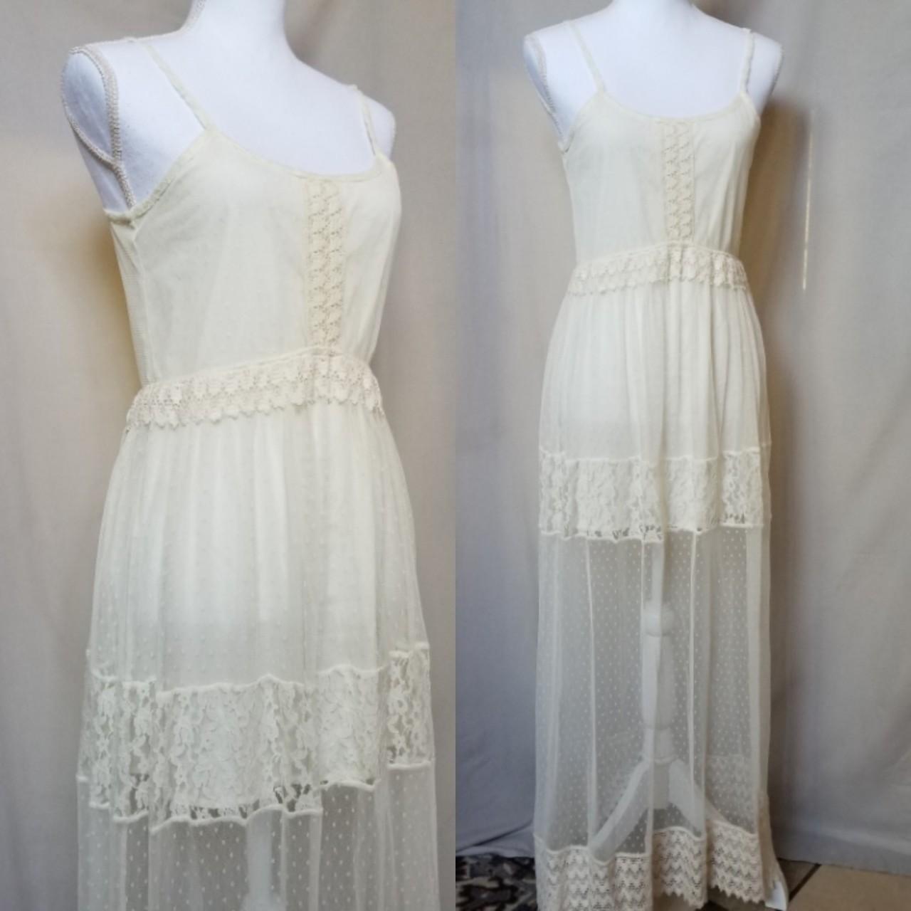 Creamy white full length crochet trim tiered. Depop