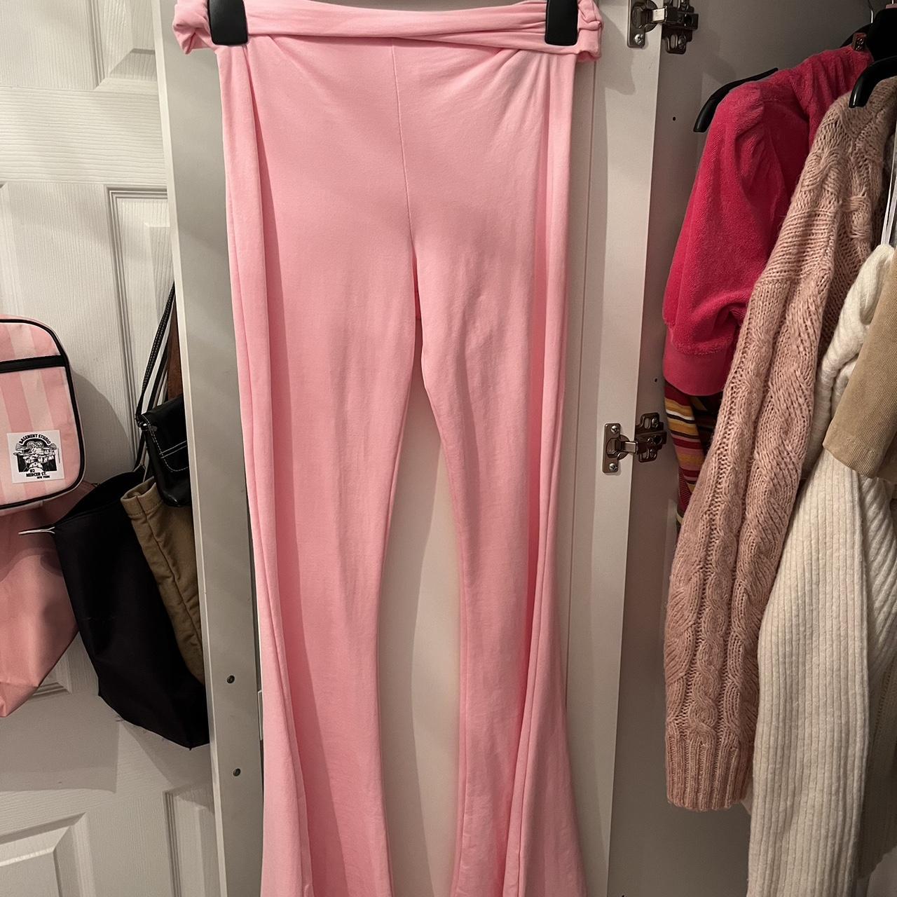 Edikted Pink Flare Foldover Yoga Pants Never Worn As Depop