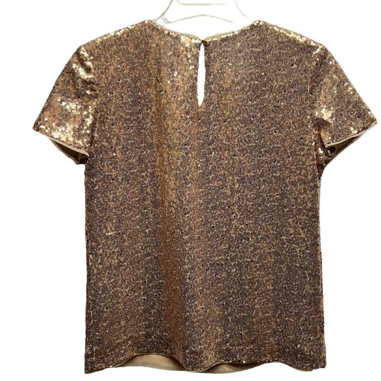 Maison Jules Womens Blouse Gold Metallic Short...