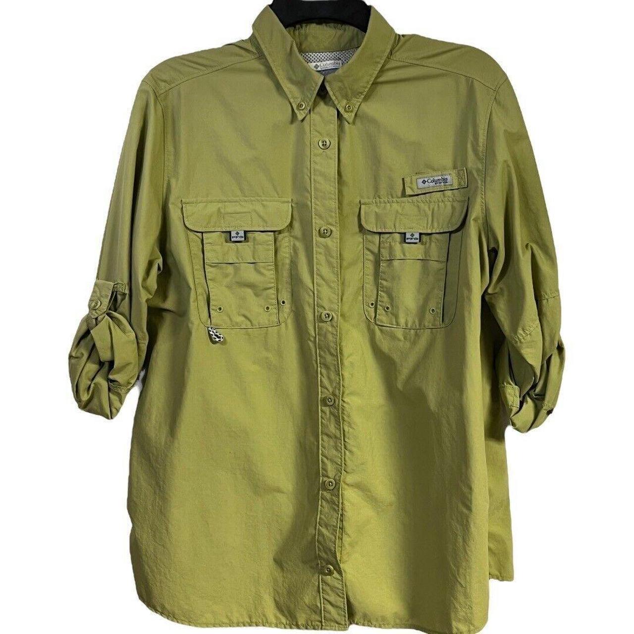 Columbia PFG Fishing Shirt Mens Short Sleeve Green - Depop