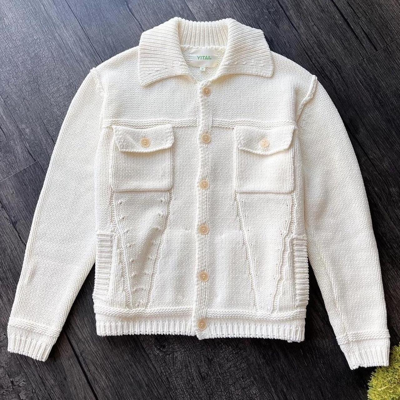 YITAI cream knit trucker jacket (UNOPENED) (1st pic... - Depop