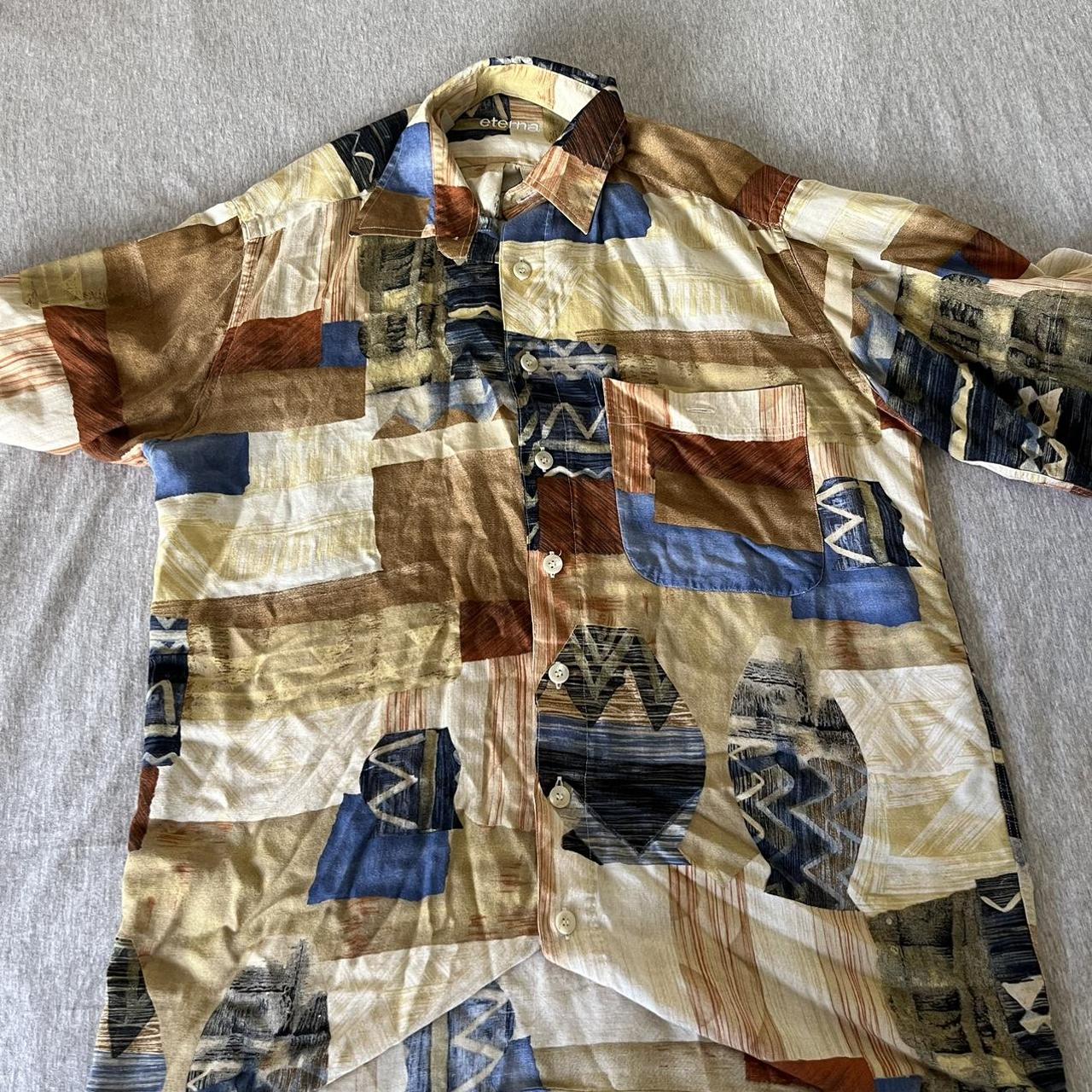 Eterna Men's Orange and Yellow Shirt