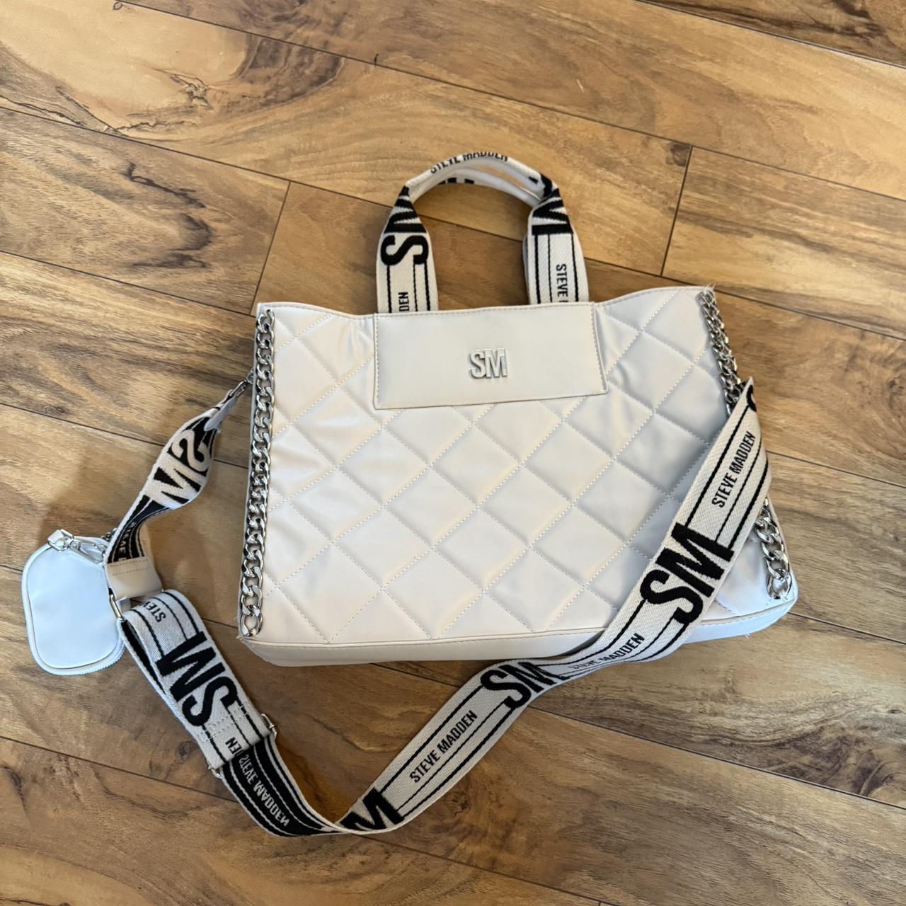 Steve Madden The Pattie quilted tote bag outlets in cream top