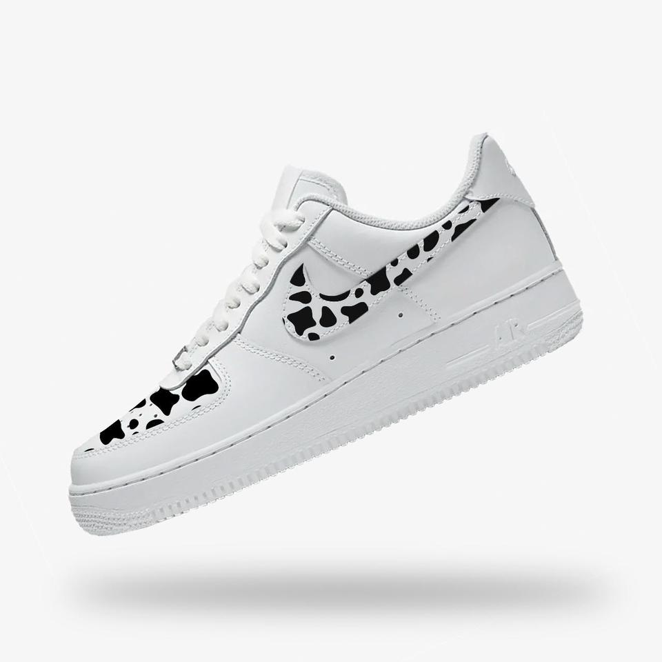 Nike Air Force 1 - all white Custom painted cow - Depop