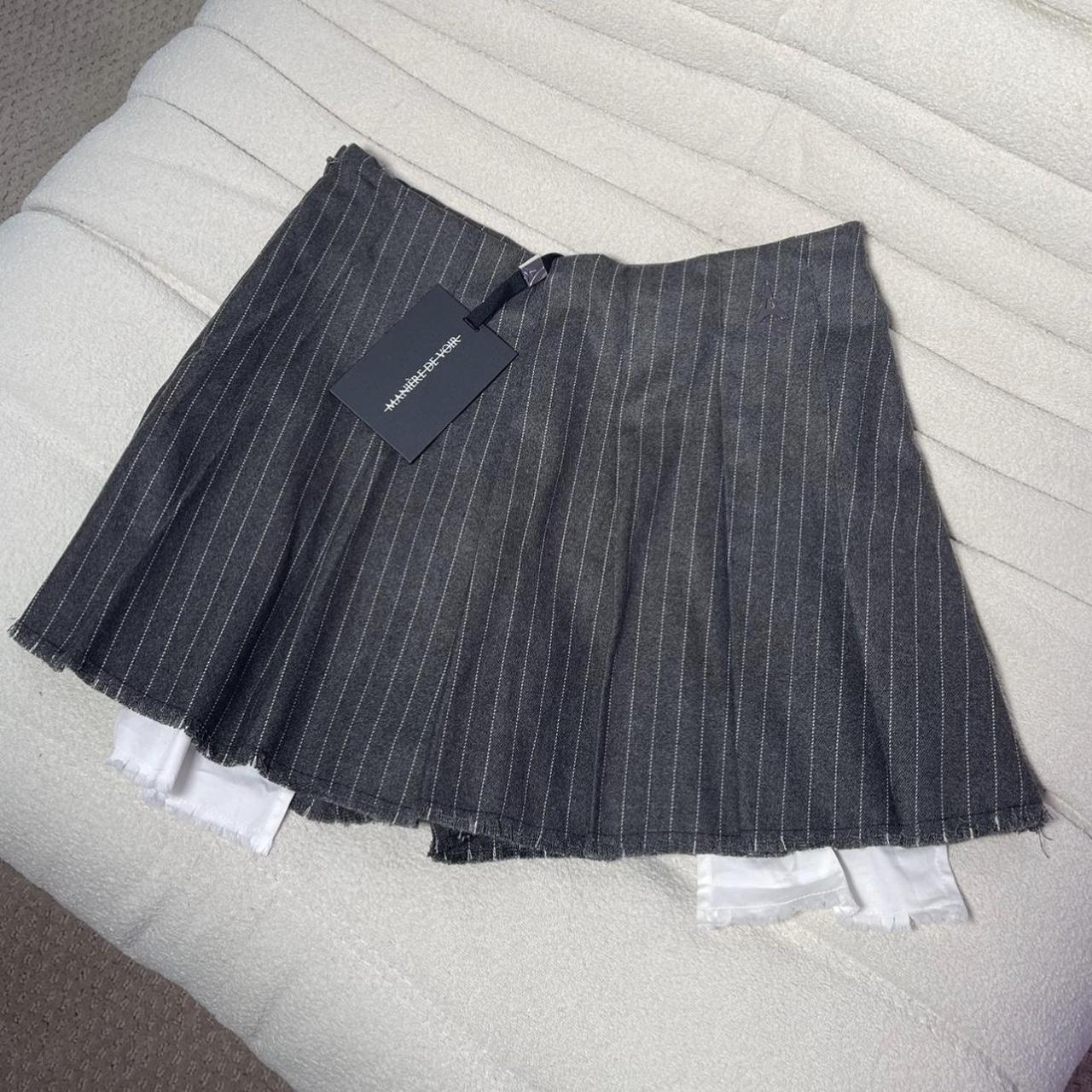 Pinstripe Pleated Skort - Grey Pinstripe