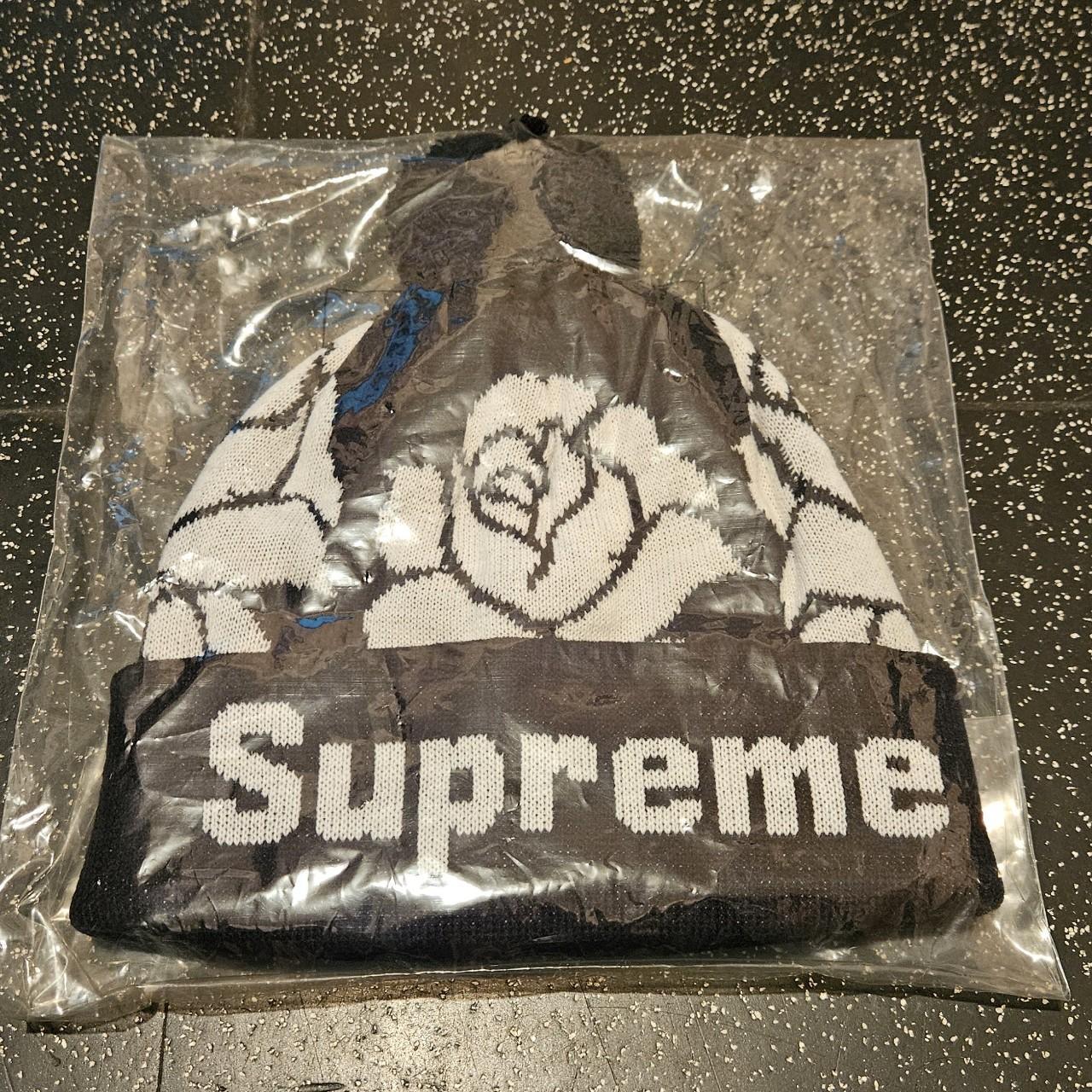 Supreme Rose Beanie Black FW22 New in plastic OS +... - Depop