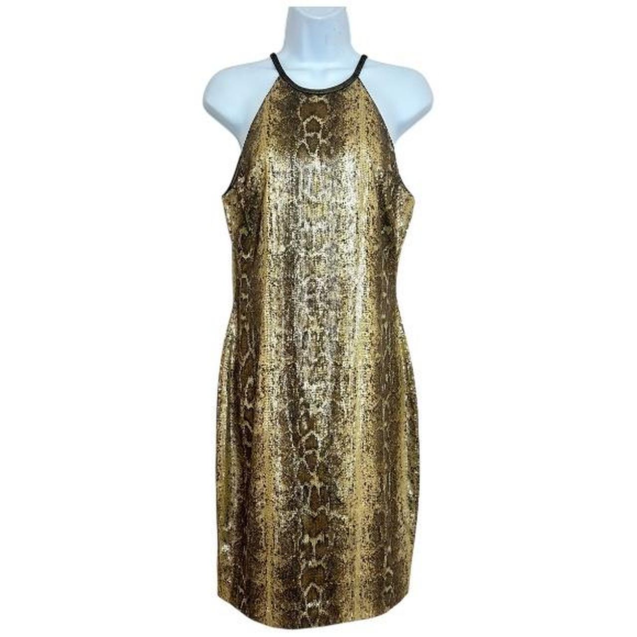 Cache Women's Dress - Gold - 8 – Cache Python Seq… - image 2