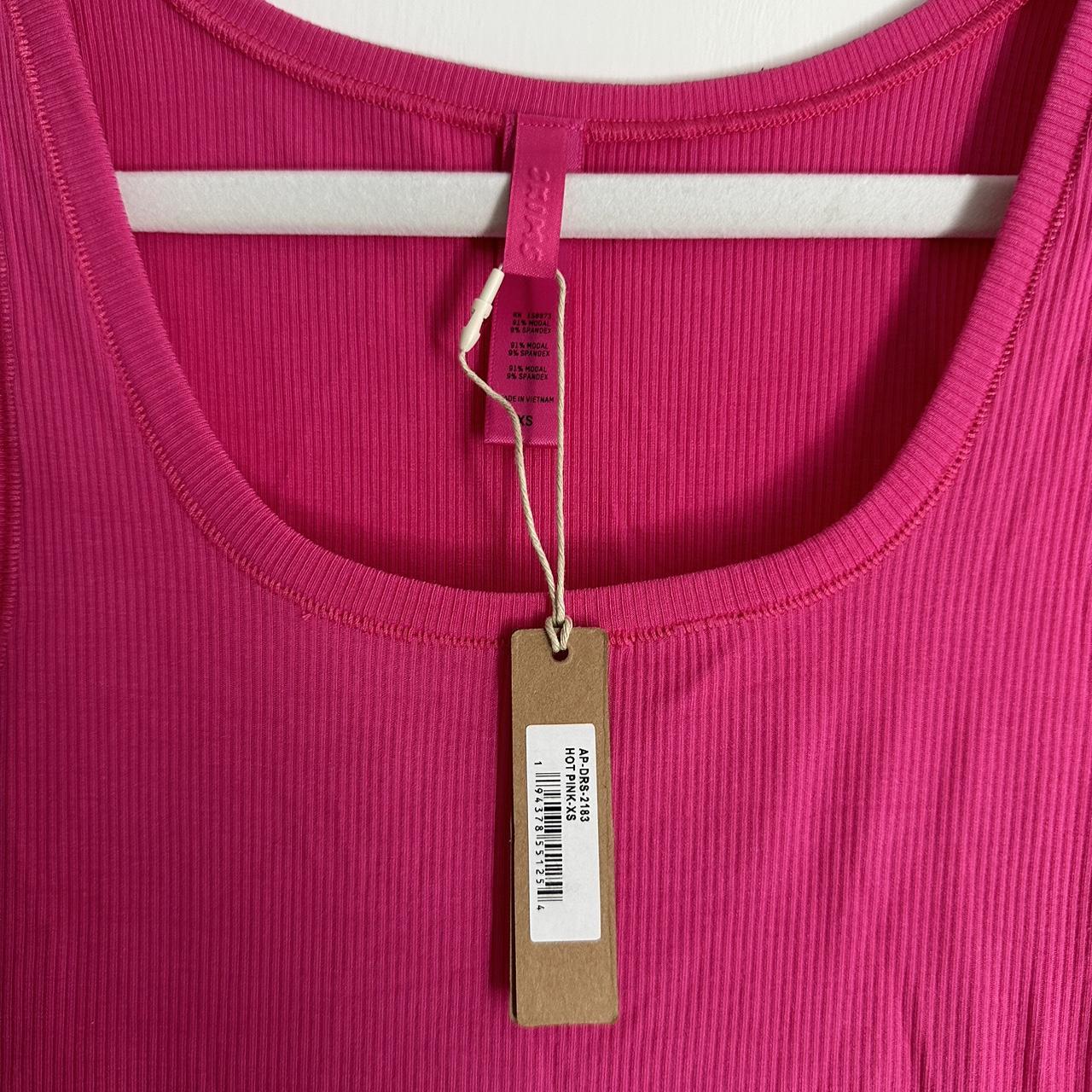 skims hot pink soft lounge mini dress brand new with... - Depop